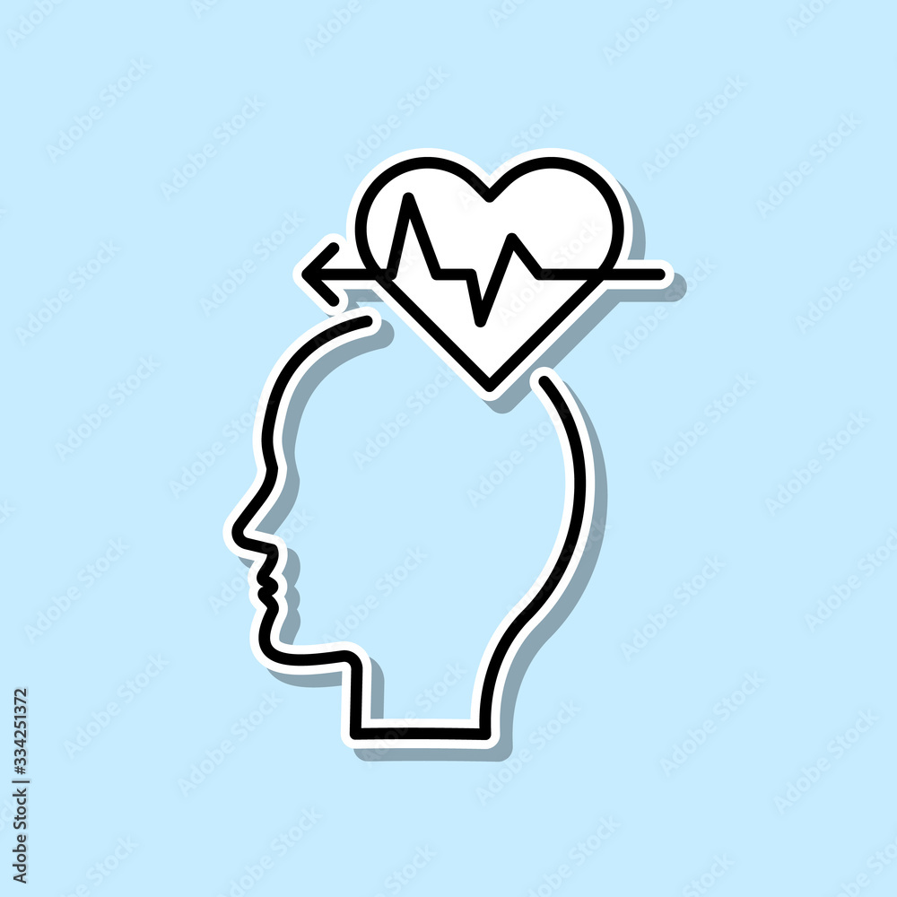 Health, heart, head sticker icon. Simple thin line, outline vector of Creative thinking icons for ui and ux, website or mobile application