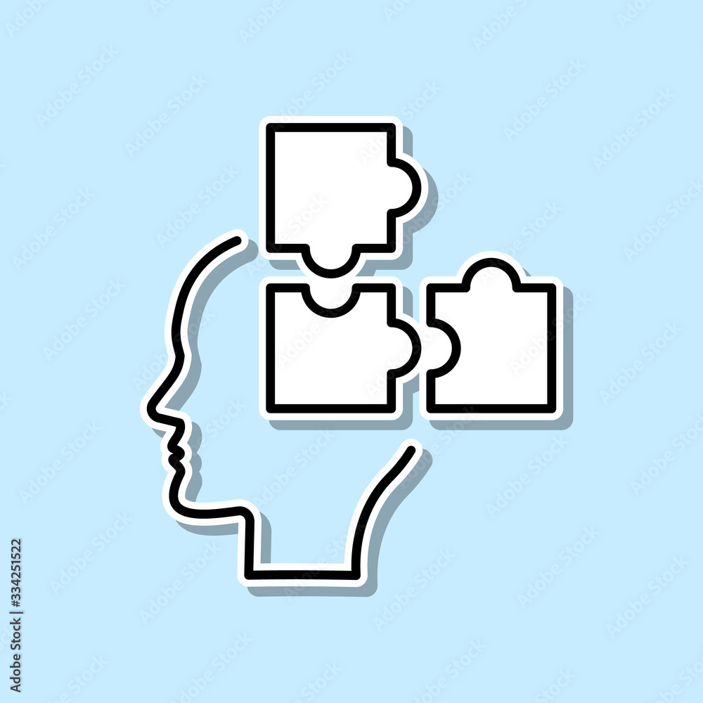 Puzzle, strategy, brain sticker icon. Simple thin line, outline vector of Creative thinking icons for ui and ux, website or mobile application Puzzle, strategy, brain sticker icon. Simple thin line, outline vector of Creative thinking icons for ui and ux, website or mobile application