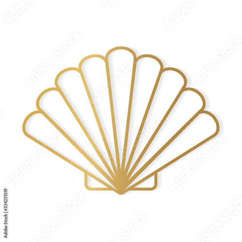 golden seashell icon - vector illustration