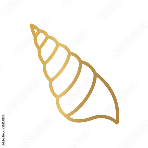 golden seashell icon - vector illustration