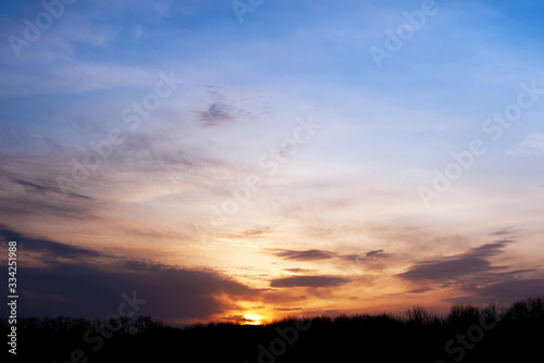 Fototapeta Naklejka Na Ścianę i Meble -  Sunset over the trees. Panoramic background wallpapper