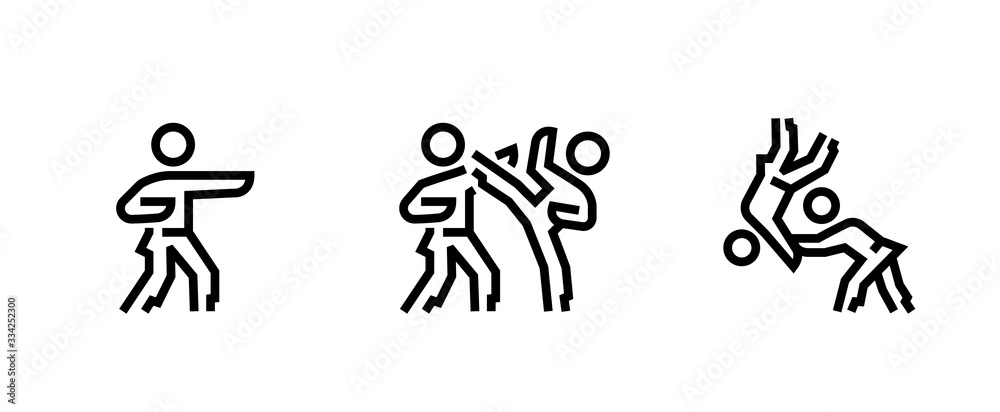 Set of Karate sport icons. Editable line vector. Set of Karate sport icons. Editable line vector.
