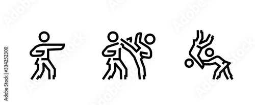 Set of Karate sport icons. Editable line vector.