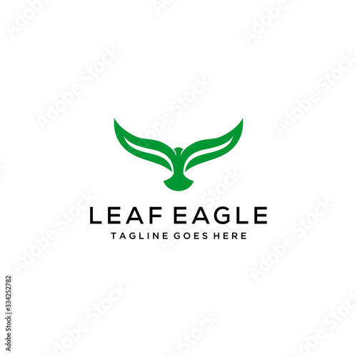 Creative luxury Modern Eagle wit leaf wing Logo Vector icon template