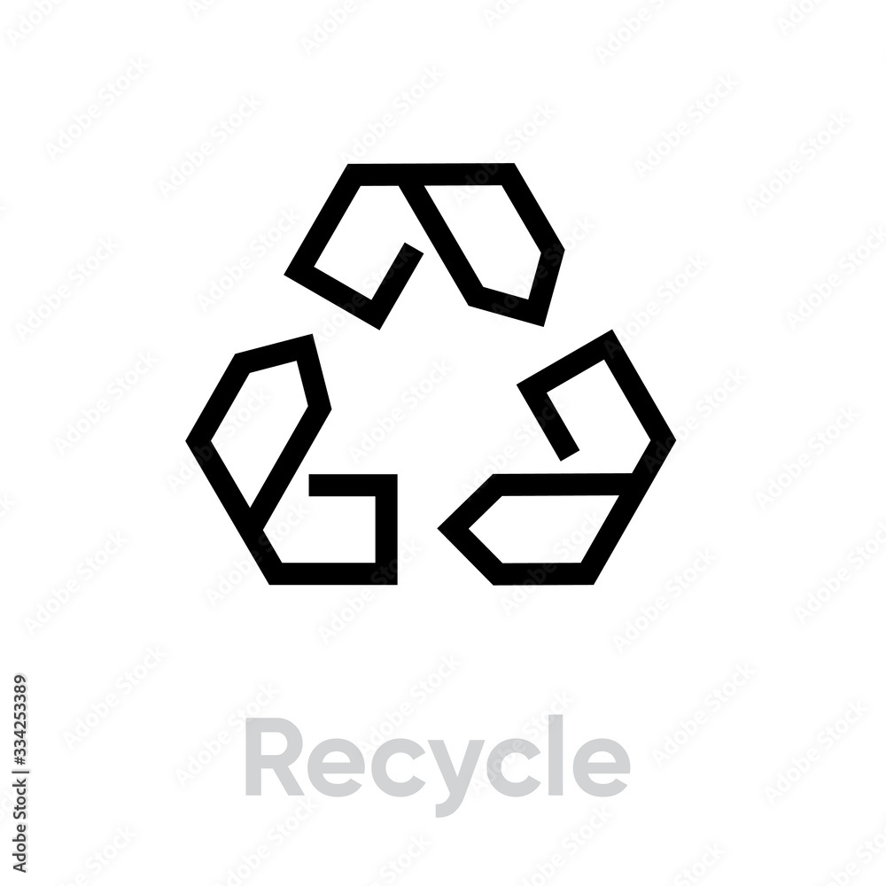 Recycle icon. Editable Vector Outline. Recycle icon. Editable Vector Outline.