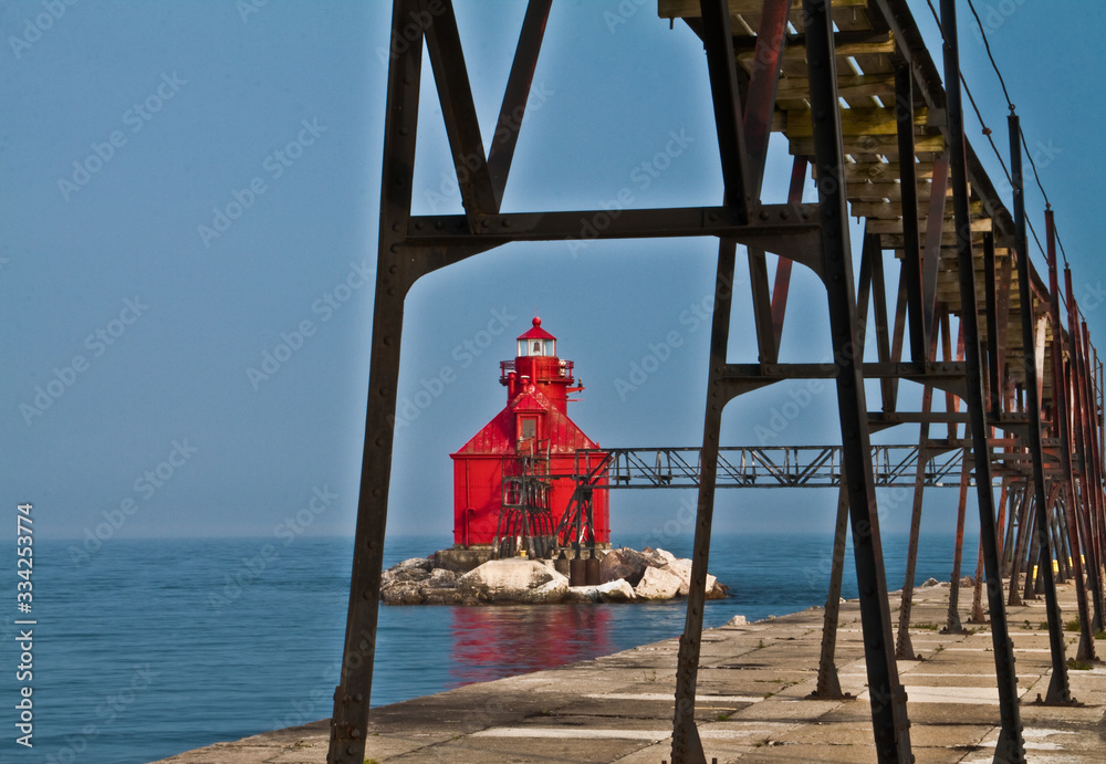 Sturgeon Bay Ship Canal Pierhead Lighthouse on Lake Michigan, Sturgeon Bay,Wisconsin,USA Sturgeon Bay Ship Canal Pierhead Lighthouse on Lake Michigan, Sturgeon Bay,Wisconsin,USA
