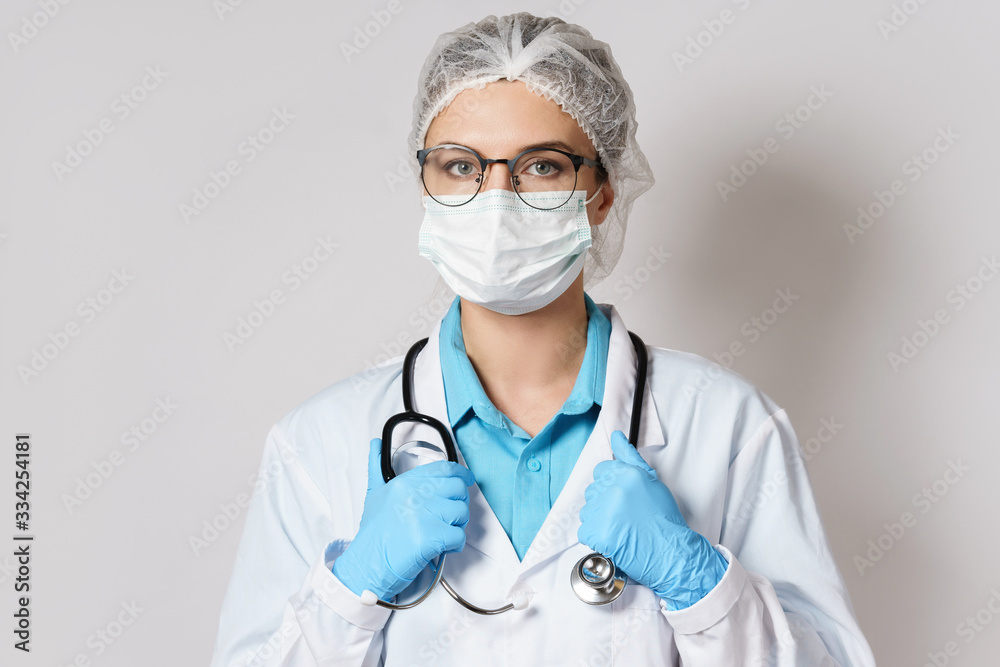 Young female doctor with a stethoscope Young female doctor with a stethoscope