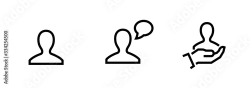 Set of customer, chat communication and care icons. Editable line vector.