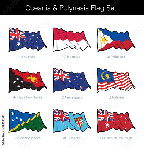 Oceania and Polynesia Waving Flag Set