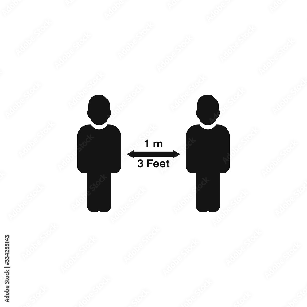 Maintain 1 Meter Distance Icon. Editable Vector EPS Symbol Illustration. Maintain 1 Meter Distance Icon. Editable Vector EPS Symbol Illustration.