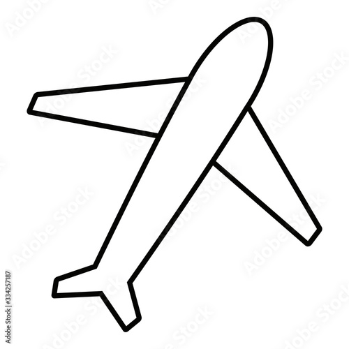 Top view of an airplane. Vector illustration in black and white. Icon for websites and mobile applications.