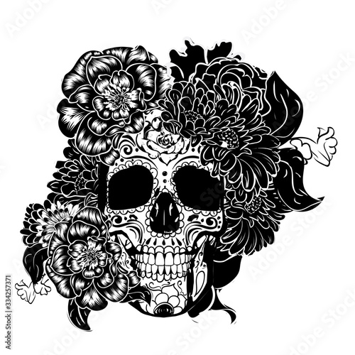 Sugar skull in monochrome