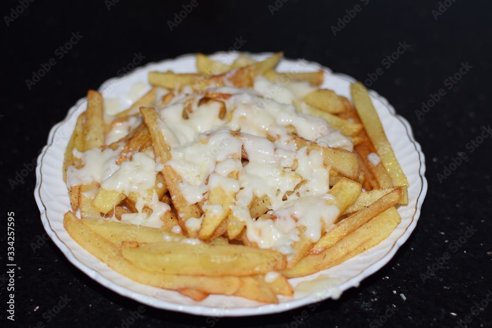 Homemade loaded cheese french fries Homemade loaded cheese french fries