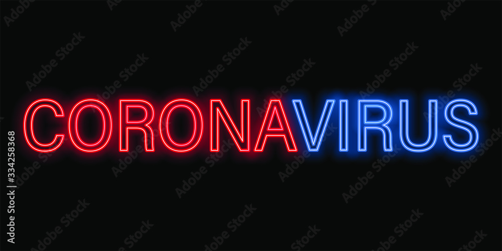 Fototapeta premium 2019-nCoV, Coronavirus. Concept inscription typography design logo. Neon icon. Vector illustration.