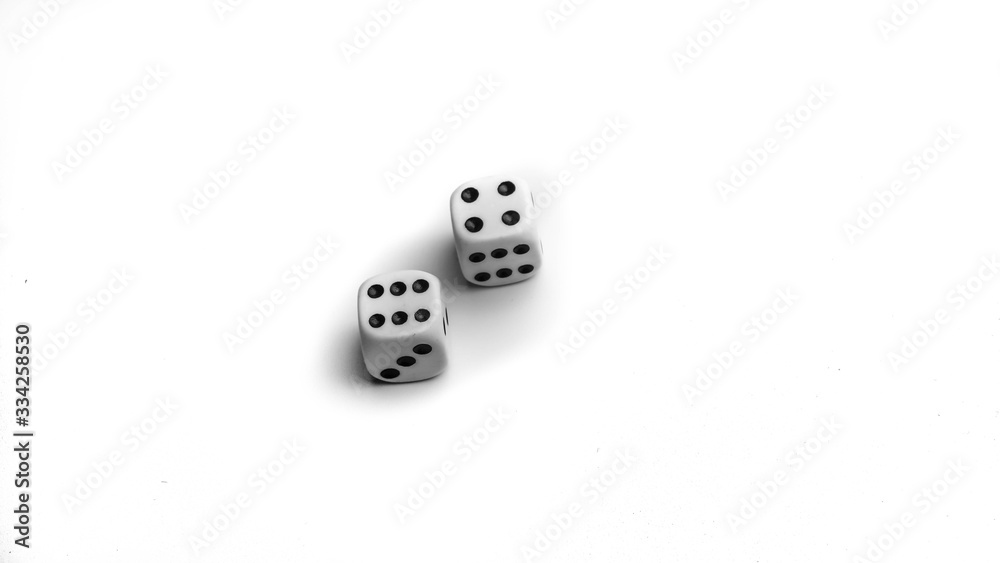 White dice isolated. On white background with shadow. White dice isolated. On white background with shadow.