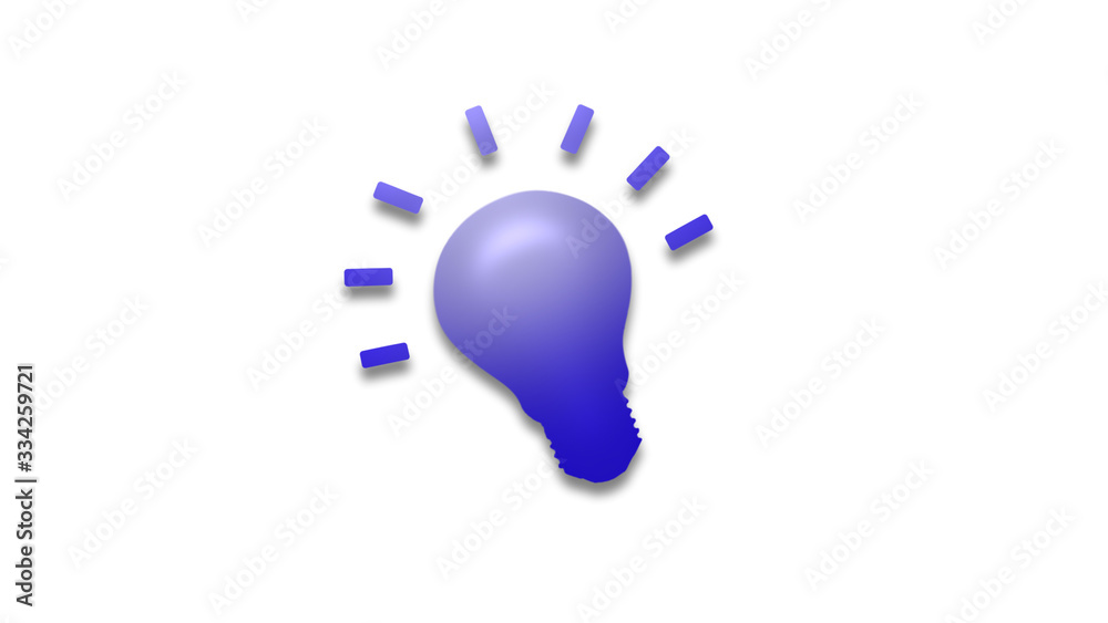 Blue 3d bulb icon,light bulb icon,bulb icon on white background