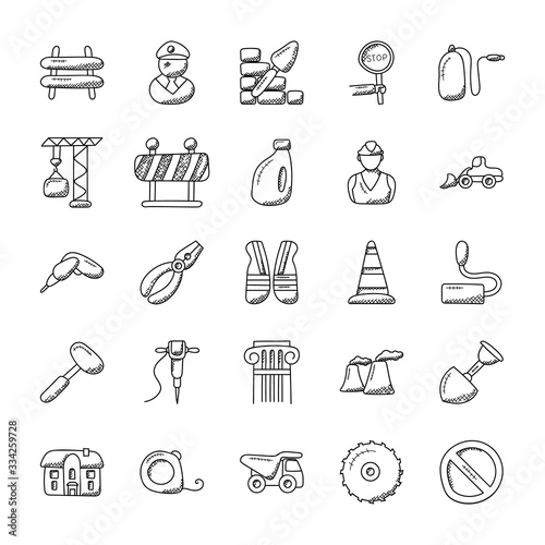  Construction Doodle Icons Pack 