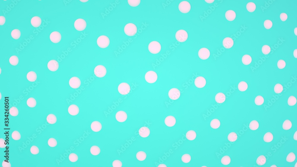 3d illustration, 3d rendering, white pink circle pattern texture isolated on blue background