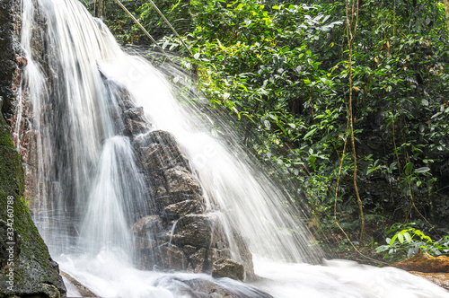 Waterfall close up at tropical forest