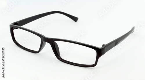 black glasses on a white background