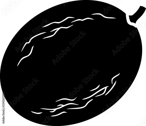 Black silhouette of melon isolated on white background
