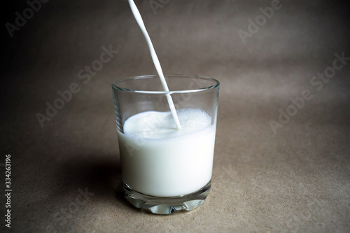 The process of pouring milk into a glass
