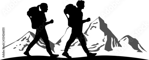 Hiker Backpack Sport Silhouette Vector