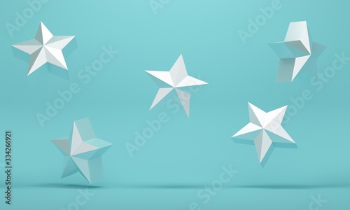 Fototapeta Naklejka Na Ścianę i Meble -  Blue abstract background with silver flying stars. 3d rendering