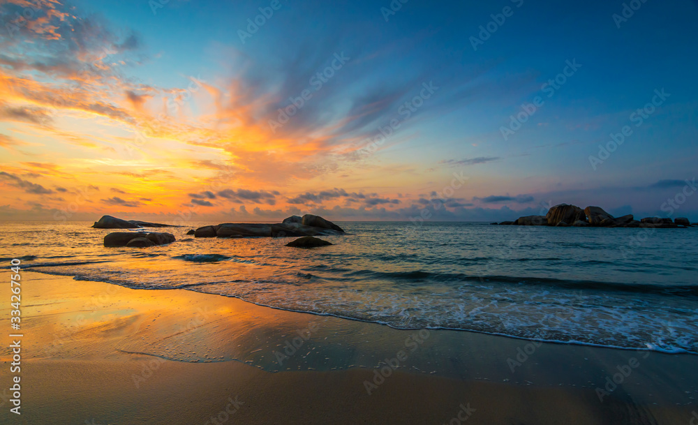 Beach with sunrise background