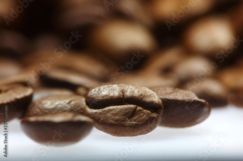 Roasted coffee beans on a table