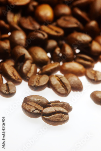 Roasted coffee beans on a table