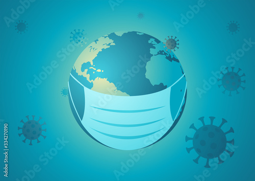 Earth with medical mask