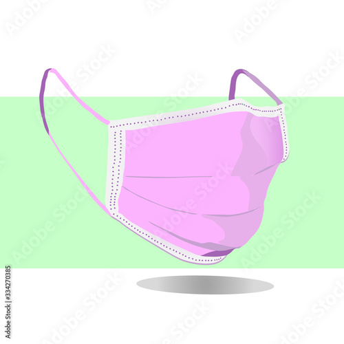 Pollution protect face mask with pink color, breathing mask, N95 safety mask, breathing medical respiratory mask, surgery, dentist, health, cough, airborne, vector, illustration, 