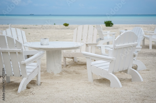 Outdoor lounge on a beautiful white sand beach