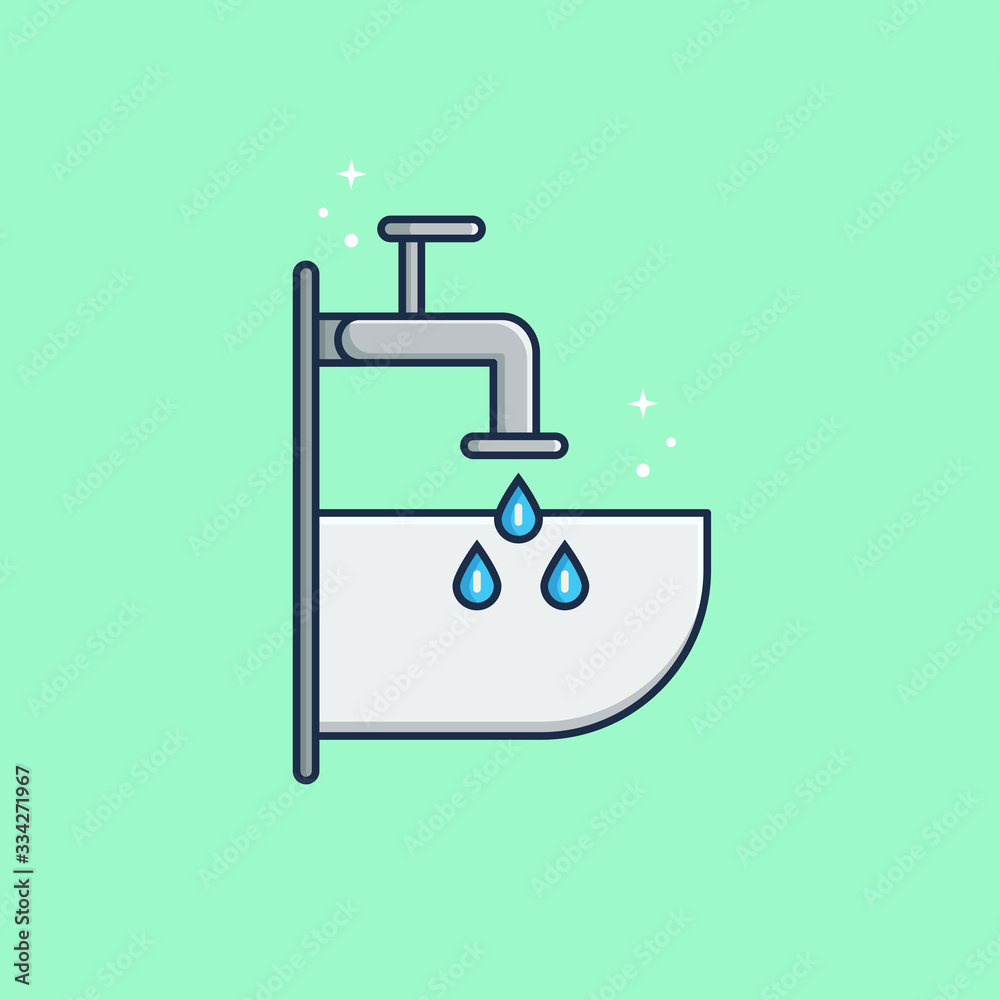 Clean Faucet Flat Illustration Clean Faucet Flat Illustration