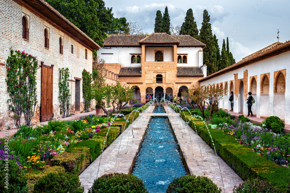 Generalife palace and gardens of Alhambra in Granada, Spain