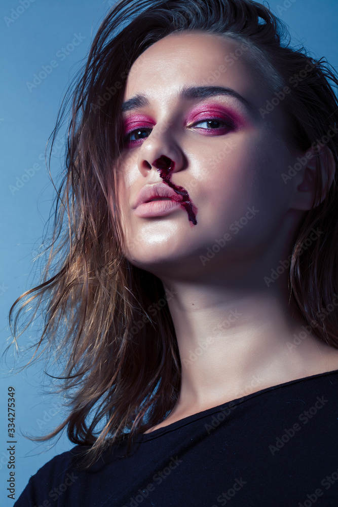 problem depressioned teenager with bleeding nose, real junky close up mainstream angry concept, lifestyle people problem depressioned teenager with bleeding nose, real junky close up mainstream angry concept, lifestyle people