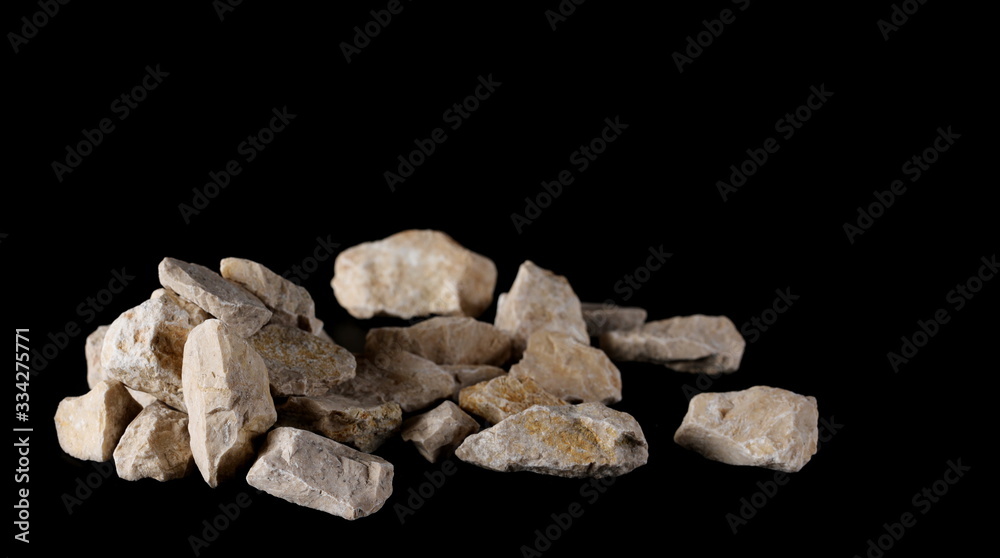 White rock isolated on black background and texture, clipping path White rock isolated on black background and texture, clipping path