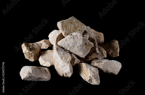 White rock isolated on black background and texture, clipping path