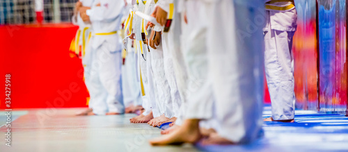 Foto Children are in line in Judo dojo.