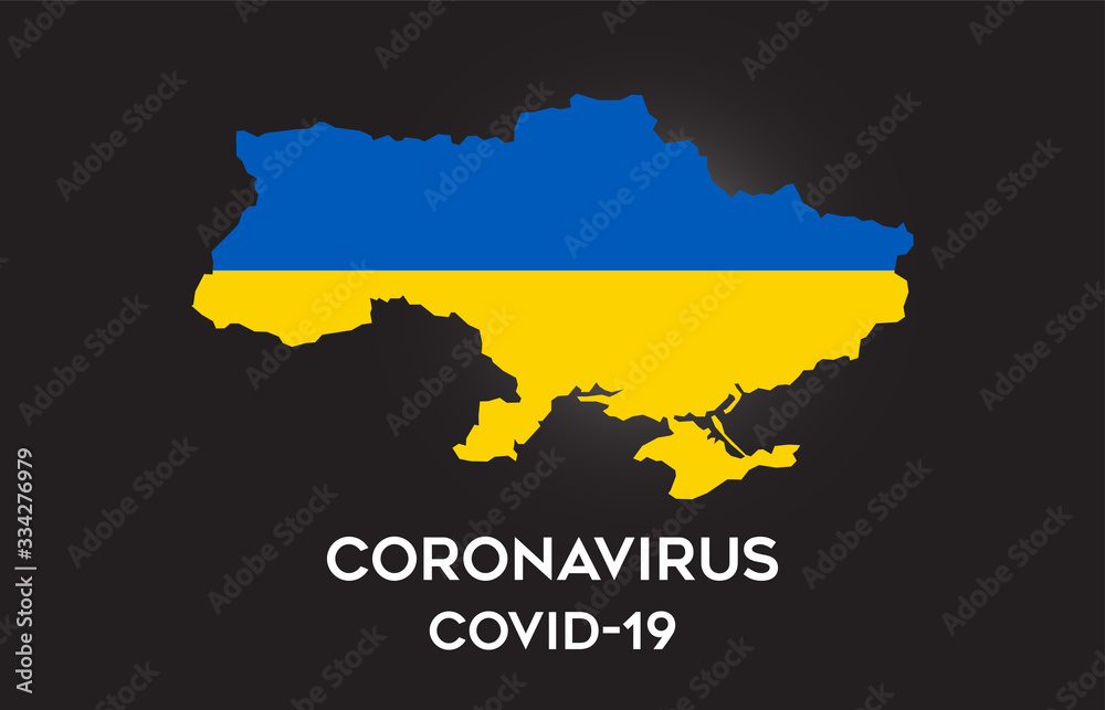 CoronaVirus in Ukraine and Country flag inside Country border Map Vector Design. CoronaVirus in Ukraine and Country flag inside Country border Map Vector Design.