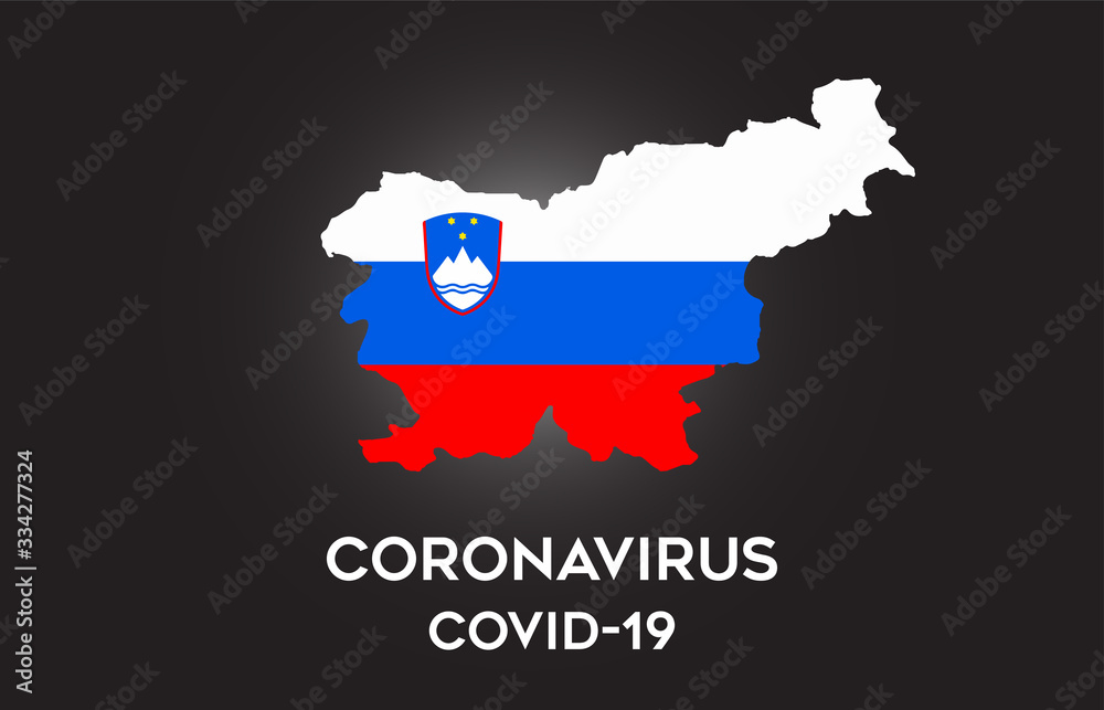 CoronaVirus in Slovenia and Country flag inside Country border Map Vector Design.