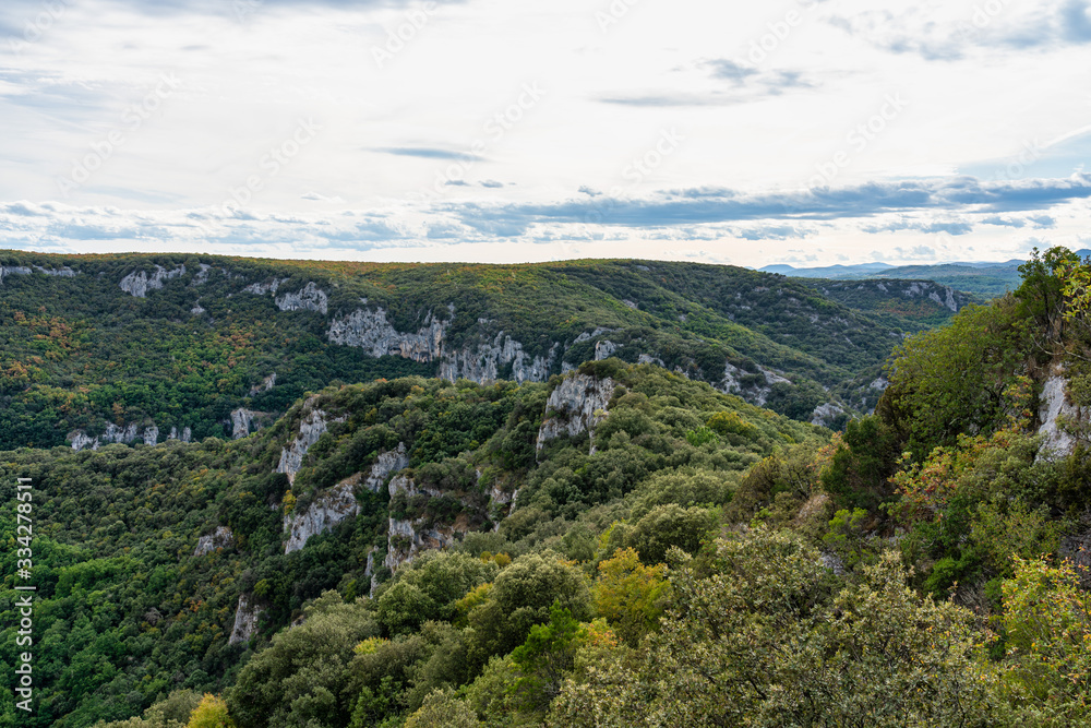 Landscape view around the village Vallon Pont d'Arc in Ardeche, France Landscape view around the village Vallon Pont d'Arc in Ardeche, France