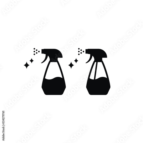 Cleaner or detergent spray black isolated vector icon. Domestic disinfectant cleaning bottle symbol.