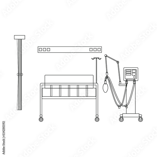 icu hospital room with respirator
