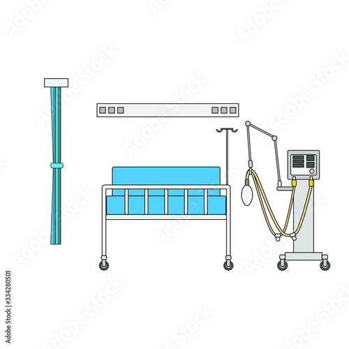 icu hospital room with respirator