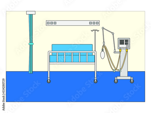 icu hospital room with respirator