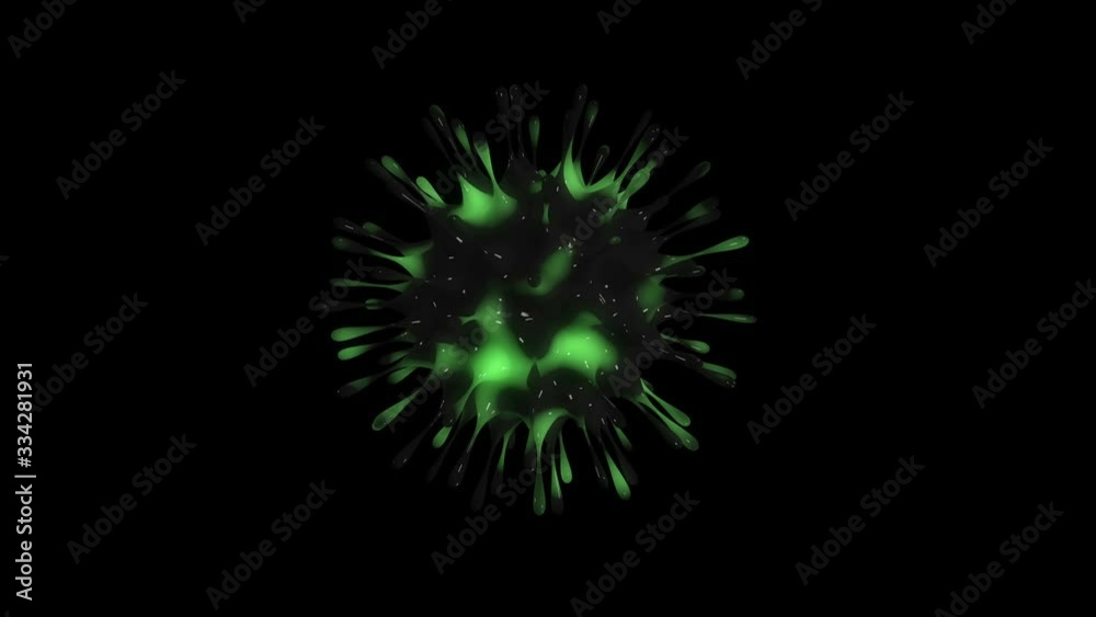 Coronavirus. Microscope virus flying in space. Virus cells flowing corona virus cells concept. Loop
