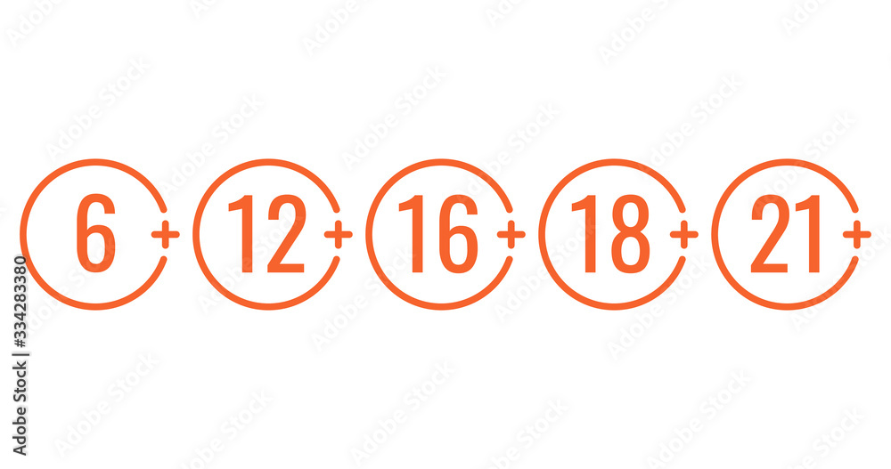 age limit icon set, sign for the restriction of the age content, vector. Adults content icon. Not suitable for children under years of age symbol set vector. age limit icon set, sign for the restriction of the age content, vector. Adults content icon. Not suitable for children under years of age symbol set vector.
