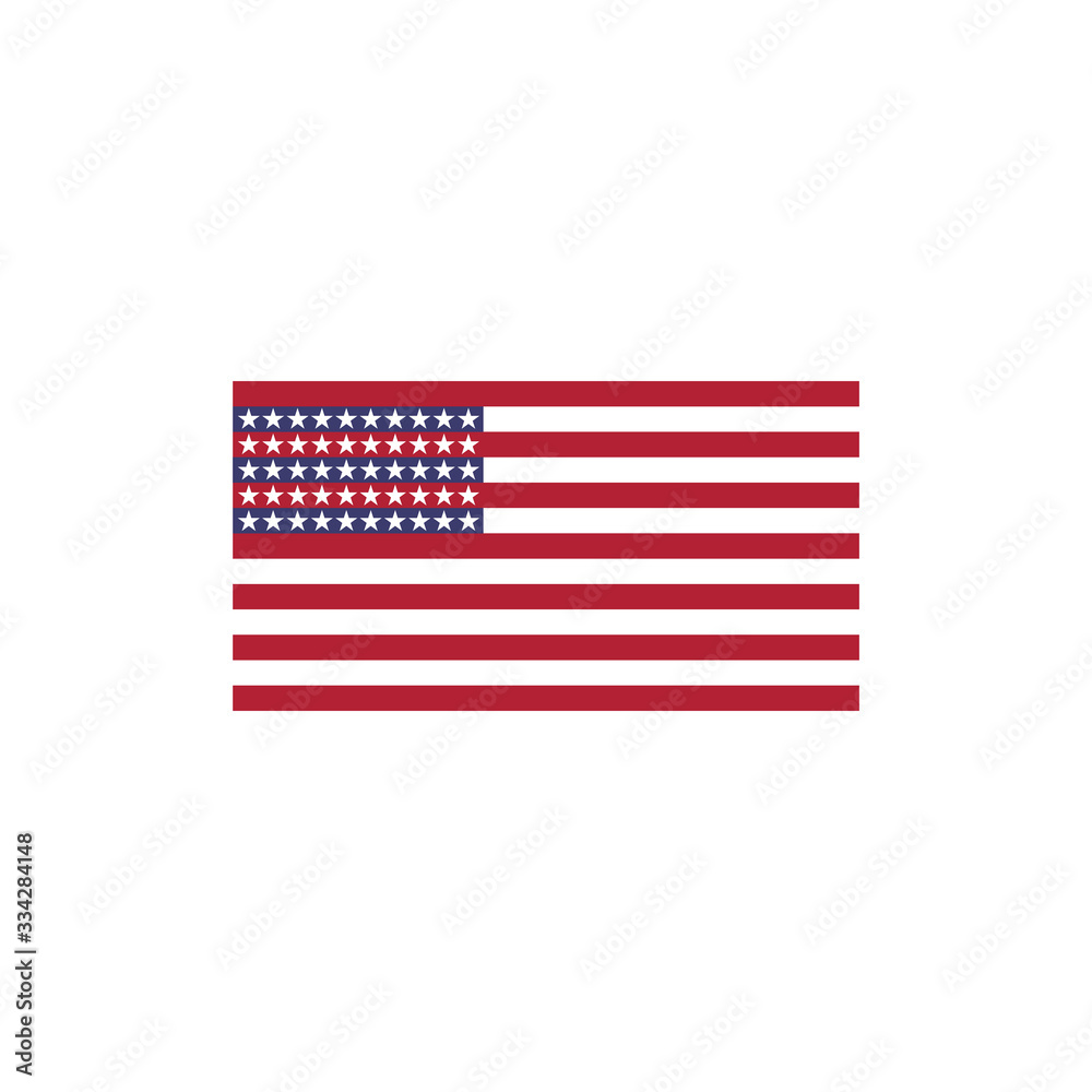 American flag not typical view. postcard or t-shirt print. An american postcard. Stock Vector illustration isolated on white background. - obrazy, fototapety, plakaty 